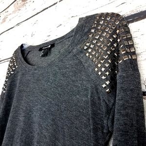 Forever 21 studded shoulders gray sweater size S